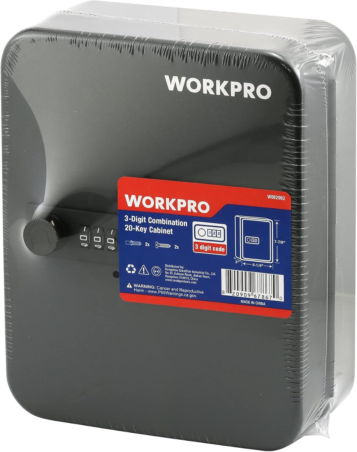 WORKPRO W082082 20 Key Steel Cabinet with Combination Lock 8 In. x 6.3 In. x 3 In. (Single Pack)