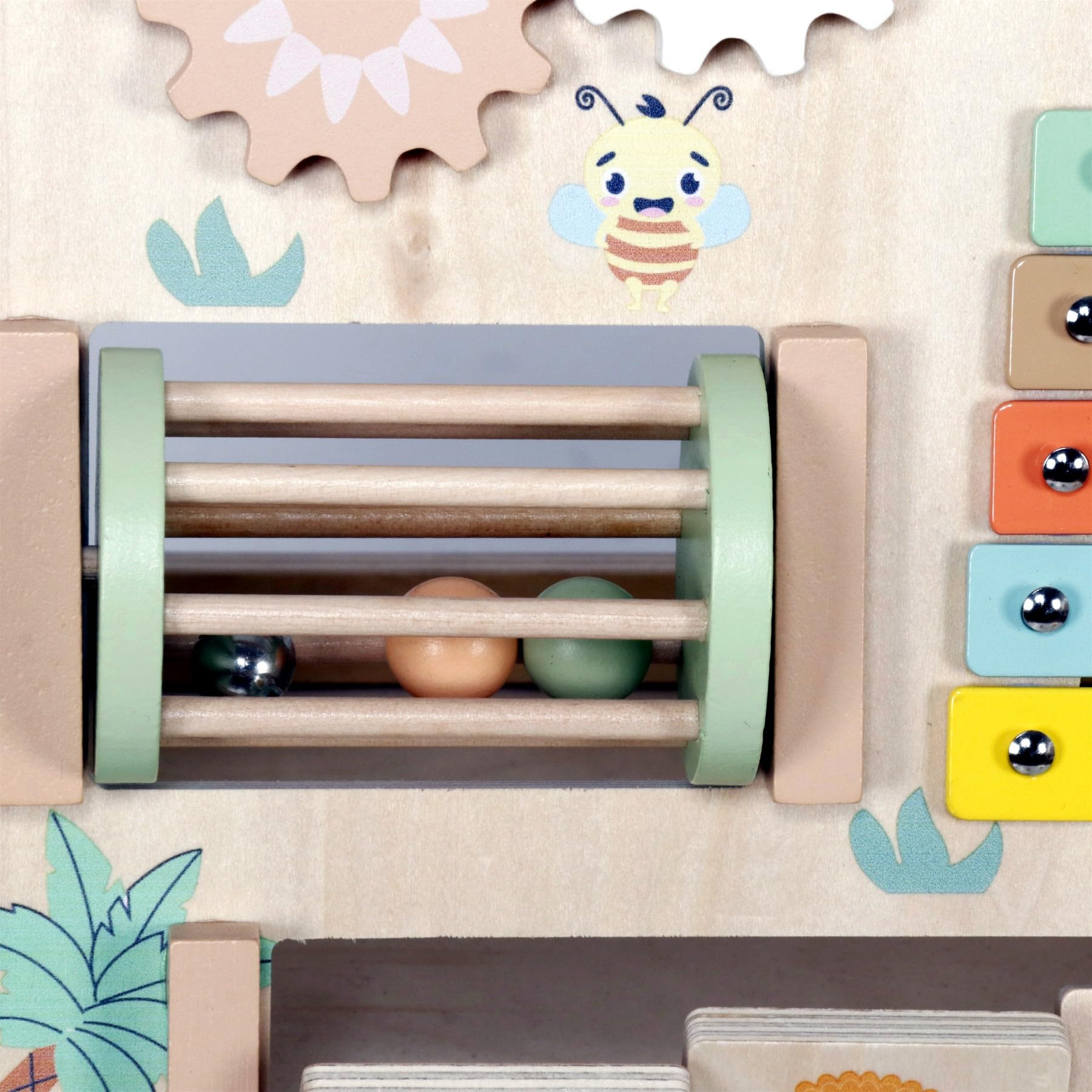 Holz Lauflernwagen Baby mit Motorikspielzeug & Activity Board – Baby Walker mit Xylophon, Zahnrädern & Steckspiel – Laufhilfe Kinder ab 1 Jahr – Montessori Spielzeug Jungen & Mädchen (grün/natur)