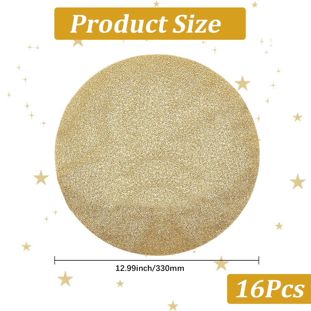 GORGECRAFT 16pz Tovagliette con Lamina D'Oro Tovagliette Da Tavolo Glitterate Tovagliette Rotonde In Rete Pressata 33cm Lussuose Tavolo Da Pranzo Centrotavola Feste Compleanno Matrimonio Natale Capoda