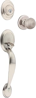 Weiser Kingsway Satin Chrome Front Door Lock and Handle Set, Deadbolt Lock and Handleset with Fairfax Interior Door Knob, Front Door Handles with Lock/Front Door Lock, Traditional Home Décor