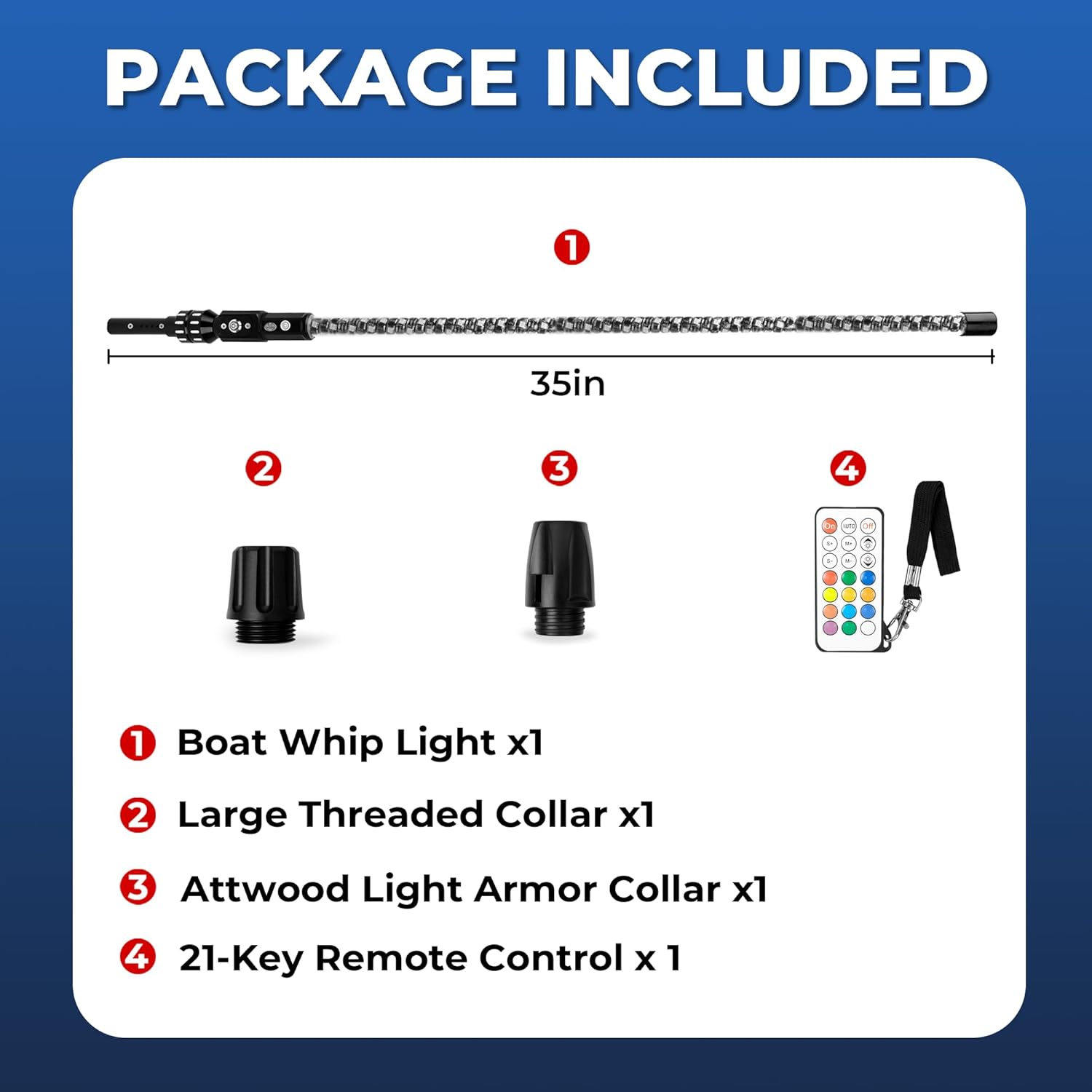 3FT Boat Navigation Lights with 2NM Bright High Visibility, Waterproof Nav Lights with App & Remote Control, DIY Colors & 400+ Patterns, Led Whip Light Pole Anchor Running Stern kit for Boats