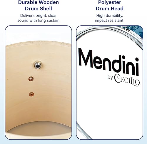Miniatura 2 de Mendini By Cecilio Drum Set, 3 Piece Junior Drum Set for Beginners with Bass Tom Snare Drum, 13 inch Drum Kit with Snare, Cymbal, Drumsticks