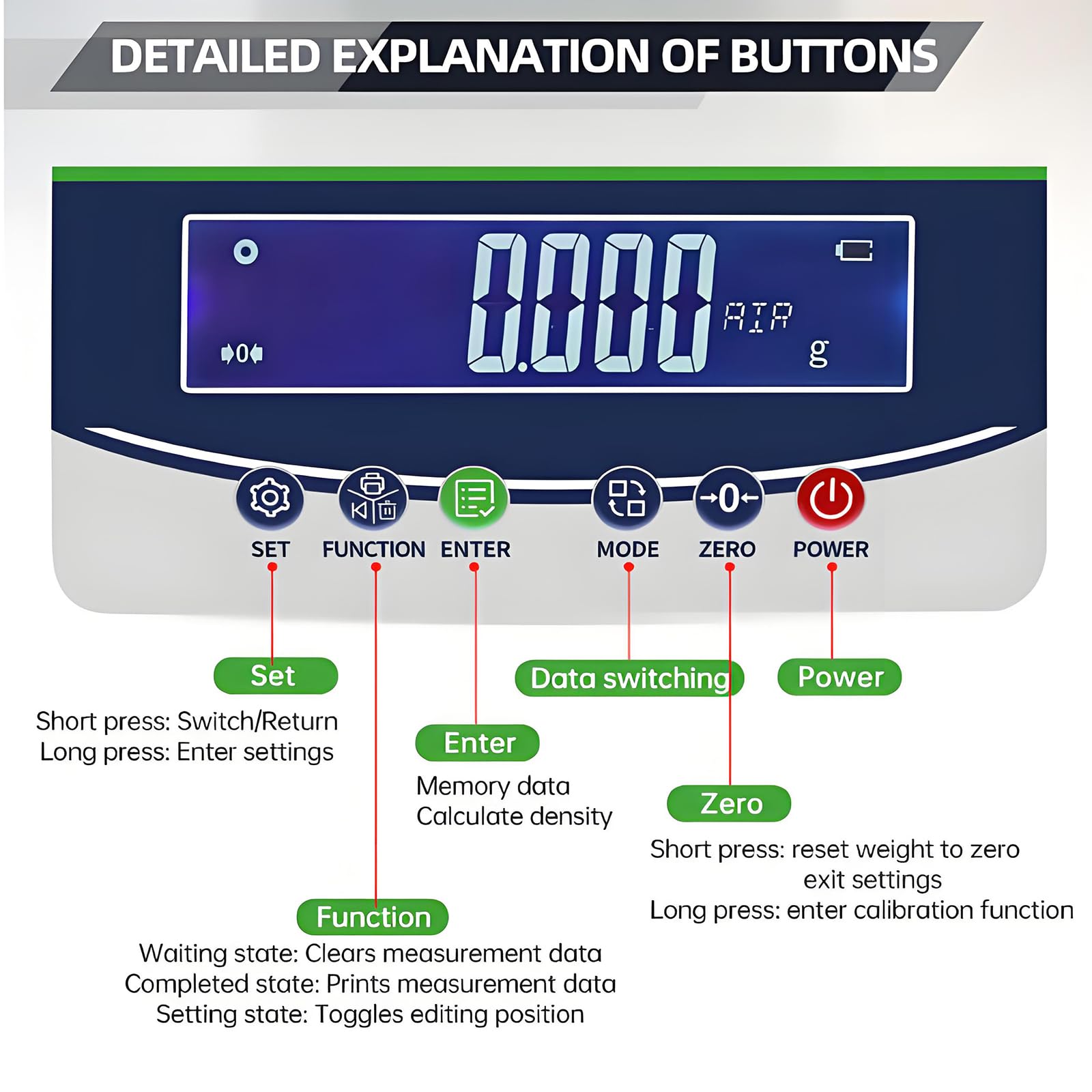 Medidor de densidad electrónico, densímetro digital con pesos de calibración, rango de pesaje de 5 a 600 g, precisión de 0,001 G, datos imprimibles, batería integrada para laboratorio y uso industrial