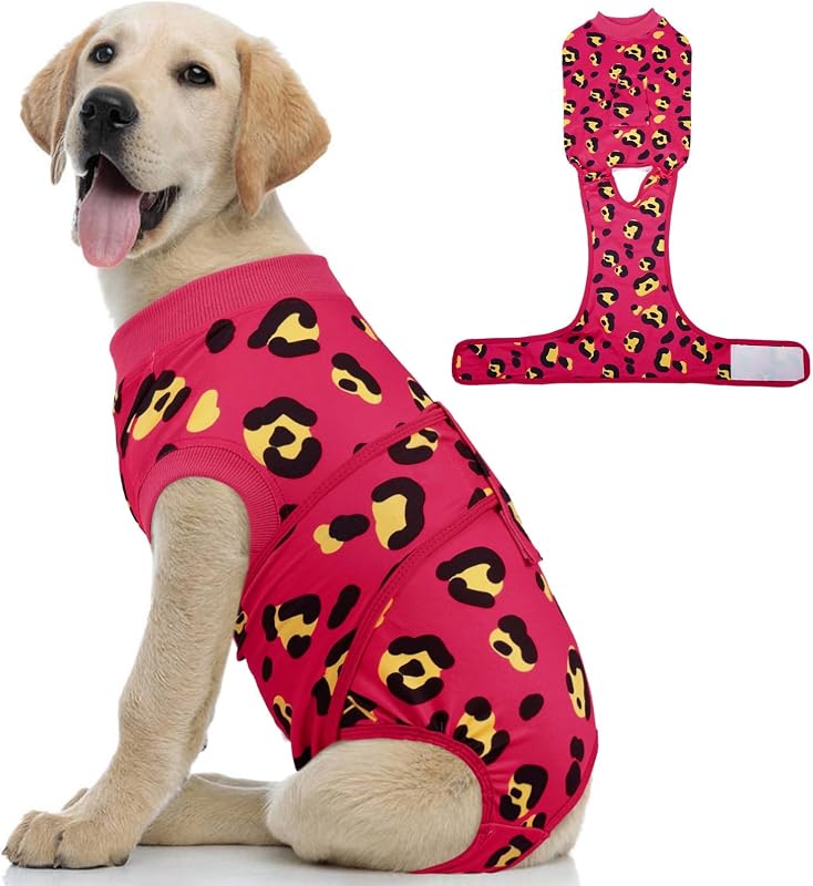 Roupa cirúrgica de recuperação para cães Kuoser, tecido macio e respirável, Rose, tamanho L