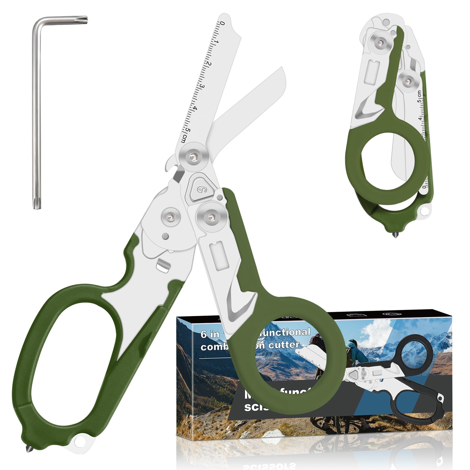 6-in-1 Heavy-Duty Emergency trauma shears (Army green)