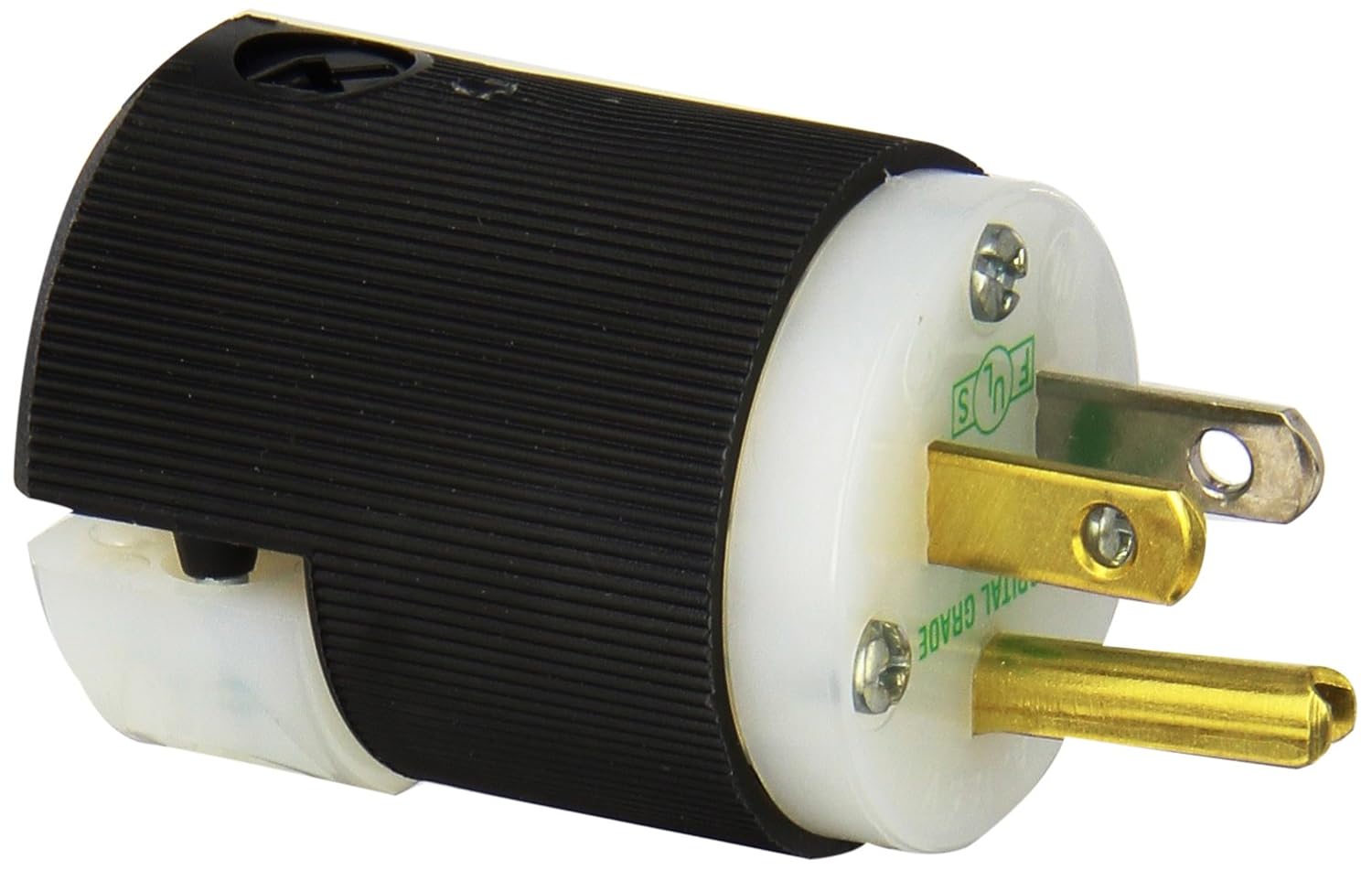 Hubbell HBL8215C Plug, Hospital Grade, 15 amp, 125V, 5-15P, Black/White