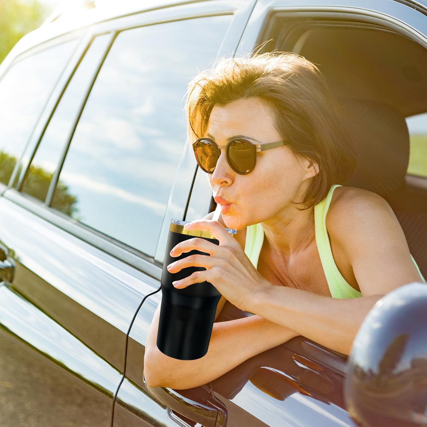 20 oz Tumbler Stainless Steel Tumbler with Lid and Straw, Double Wall Vacuum Insulated Travel Coffee Mug for Laser Engrave, Powder Coated Cups for Hot and Cold Drinks (Black,1 pack) - Image 7