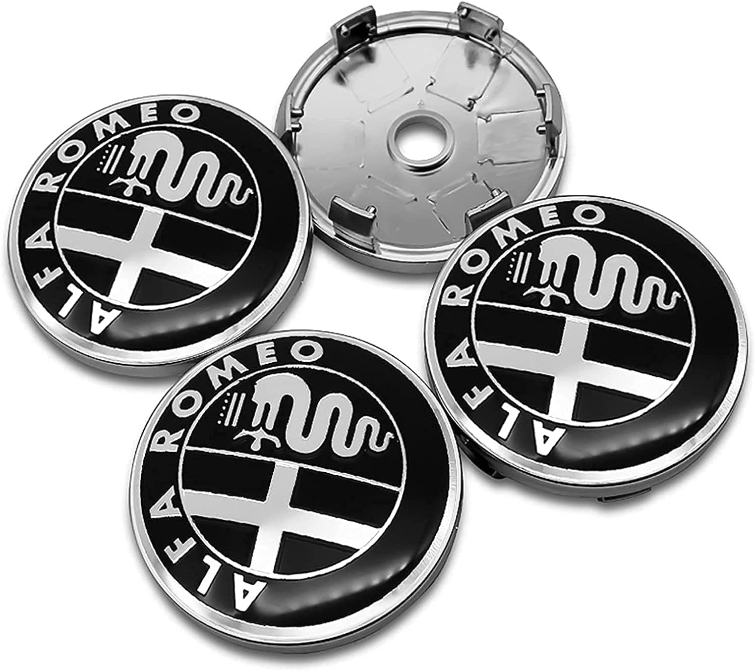 4 Coprimozzo Adesivi 56mm ALFA ROMEO Giulietta 159 Brera Fregi Cerchi in lega eB