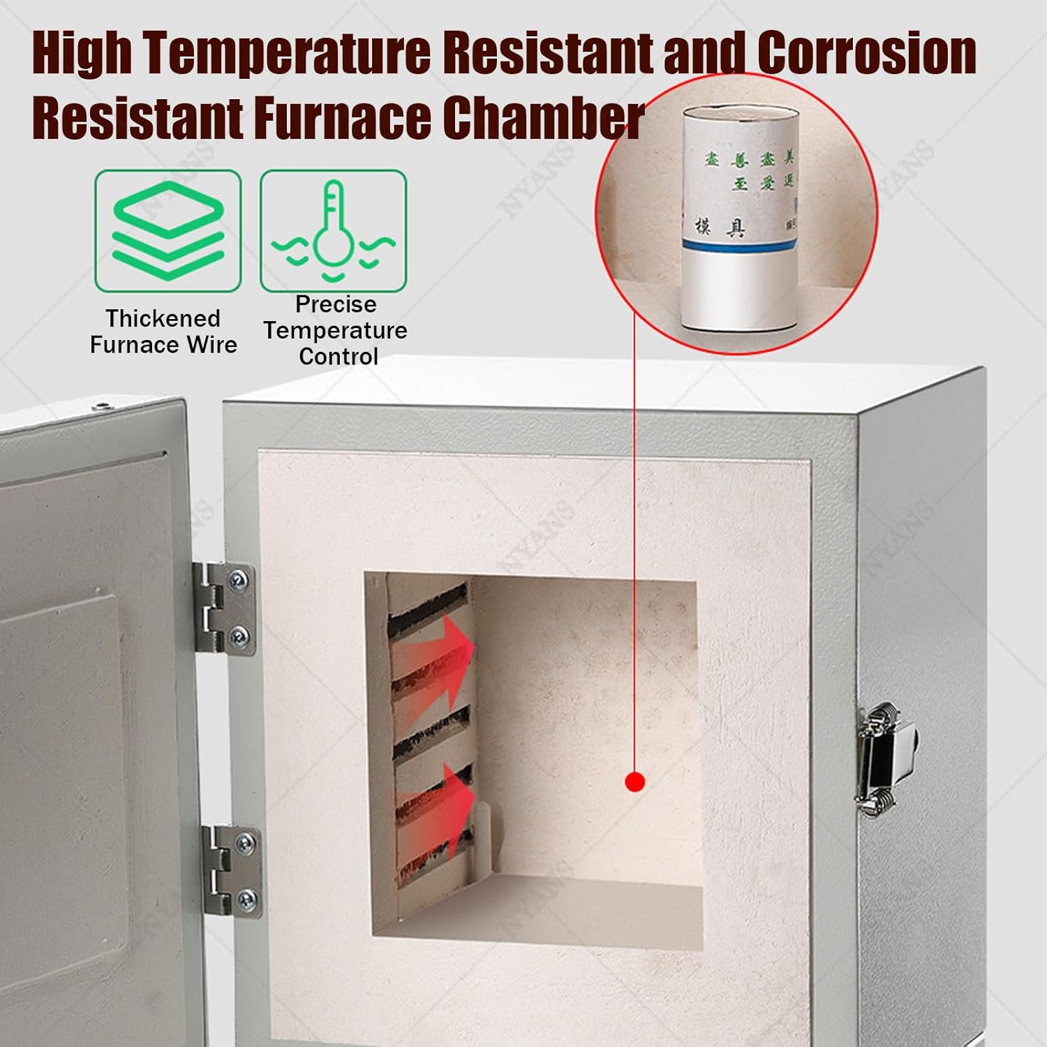 NYANS 2000W Intelligent Lab Muffle Furnace, Electric Burnout Oven Kiln, Multifunctional High Temperature Furnace, 0-1150℃, 1°c Accuracy, for Metal Melting and Ceramics