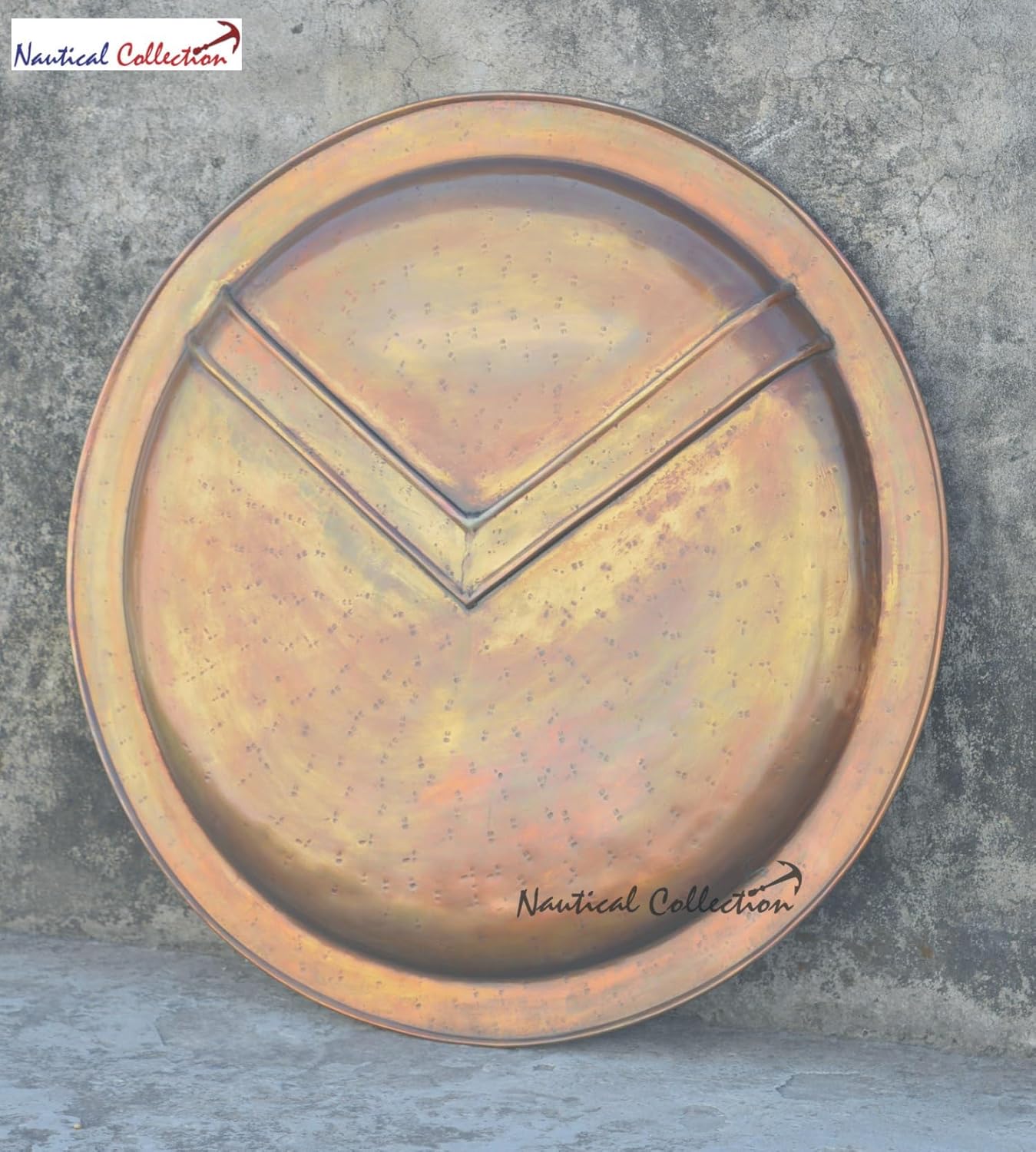 NAUTICAL COLLECTION | 300'' Spartan 24'' Inch Round Prop Replica Shield Costumes Rustic Vintage Home Decor Gifts Brass Antiqued