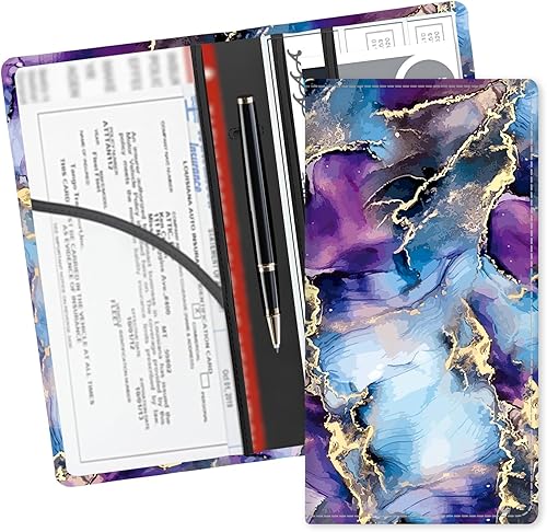 Miniatura 13 de Soporte de cuero para tarjetas de registro y seguro de automóvil, bonitos accesorios de automóvil, guantera de vehículo, organizador de automóvil