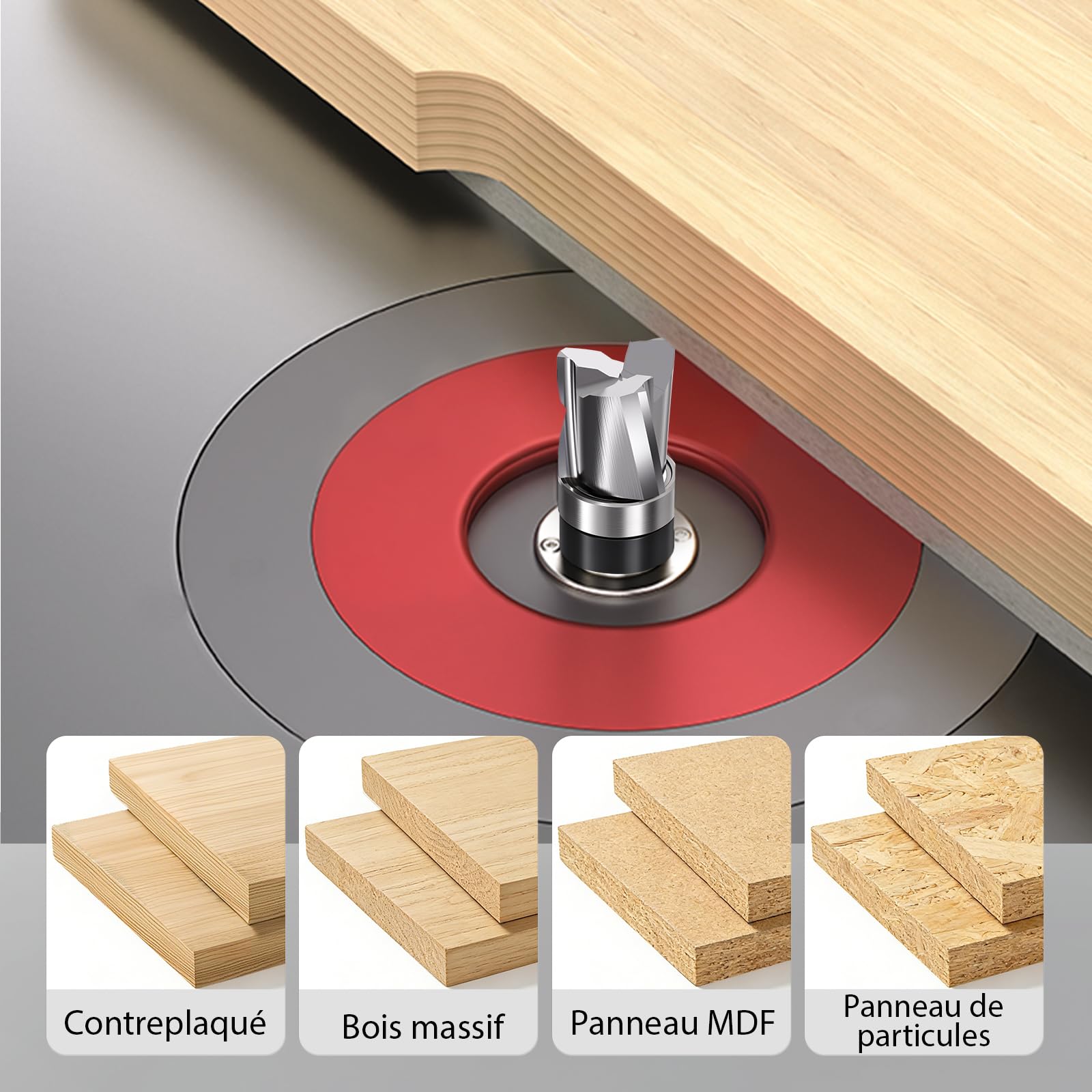 Fraise Hélicoïdale Carbure Monobloc, Queue 6 mm, 3 Dents Downcut, Diamètre de Coupe 12,7 mm, Longueur de Coupe 12,7 mm, Fraise à Affleurer pour Bois et Copiage de Profil