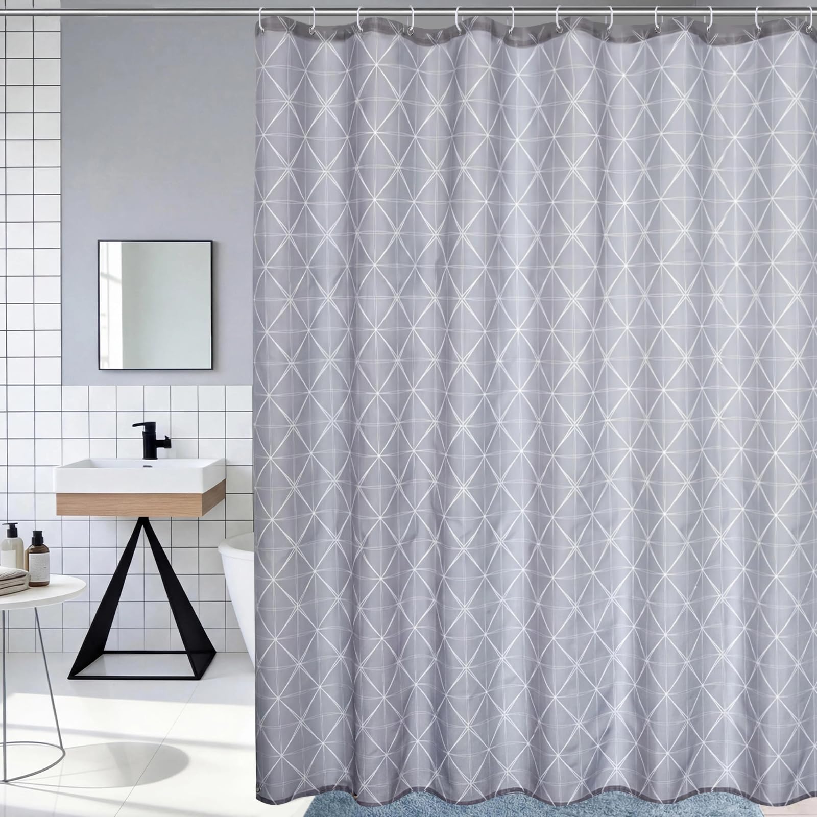 FAIRYGATE Weighted Shower Curtain Waterproof Anti-Mould Textile Polyester Fabric Machine Washable with 12 Rings B8625 — image 1