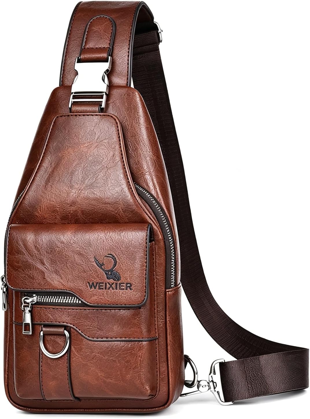 ANPTER Sling Bag for Men Crossbody Chest Bag,PU leather Over the Shoulder Purse Cross Body Sling Backpack for Travel