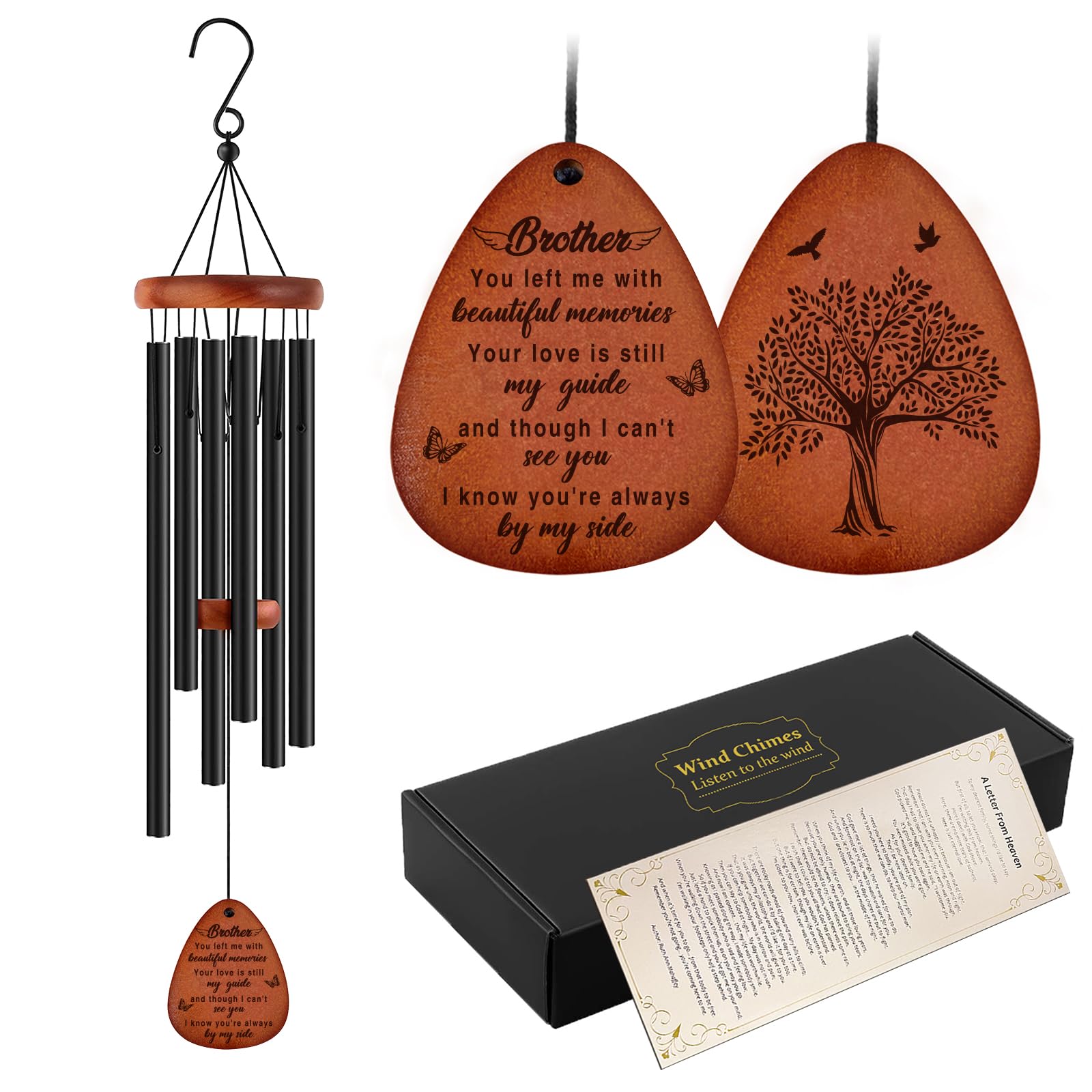 Memorial Gifts for Loss of Brother,Memorial Wind Chimes 25'', Loss of Brother Sympathy Gifts, Home Decor Outdoor Garden, Soothing Melodic Tones with