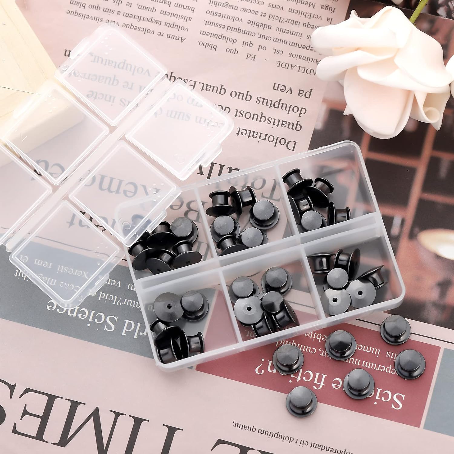 40 Pieces Metal Pin Backs Locking Pin Keepers Locking Clasp with Storage Case