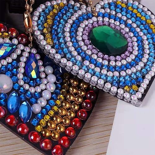 Miniatura 8 de HXYQMMY 5 llaveros de pintura de diamantes, kits de arte de diamantes para pintura de adultos con diamantes por números, colgante de corazón de
