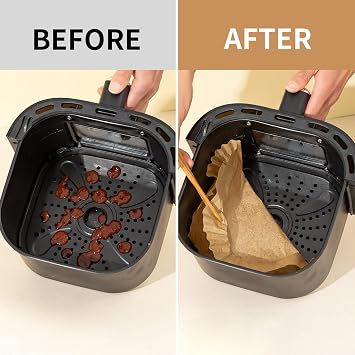 Ecfvtp Air Fryer Disposable Paper Liner, 100PCS Food Grade Parchment Liners for Ninja DZ201, Air Fryer Accessories Baking Paper (9 * 6,Thicken Natural)