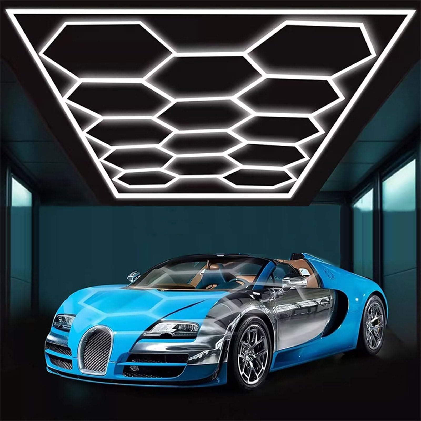 Plafonnier LED hexagonal 672W étanche haute luminosité nid d'abeille