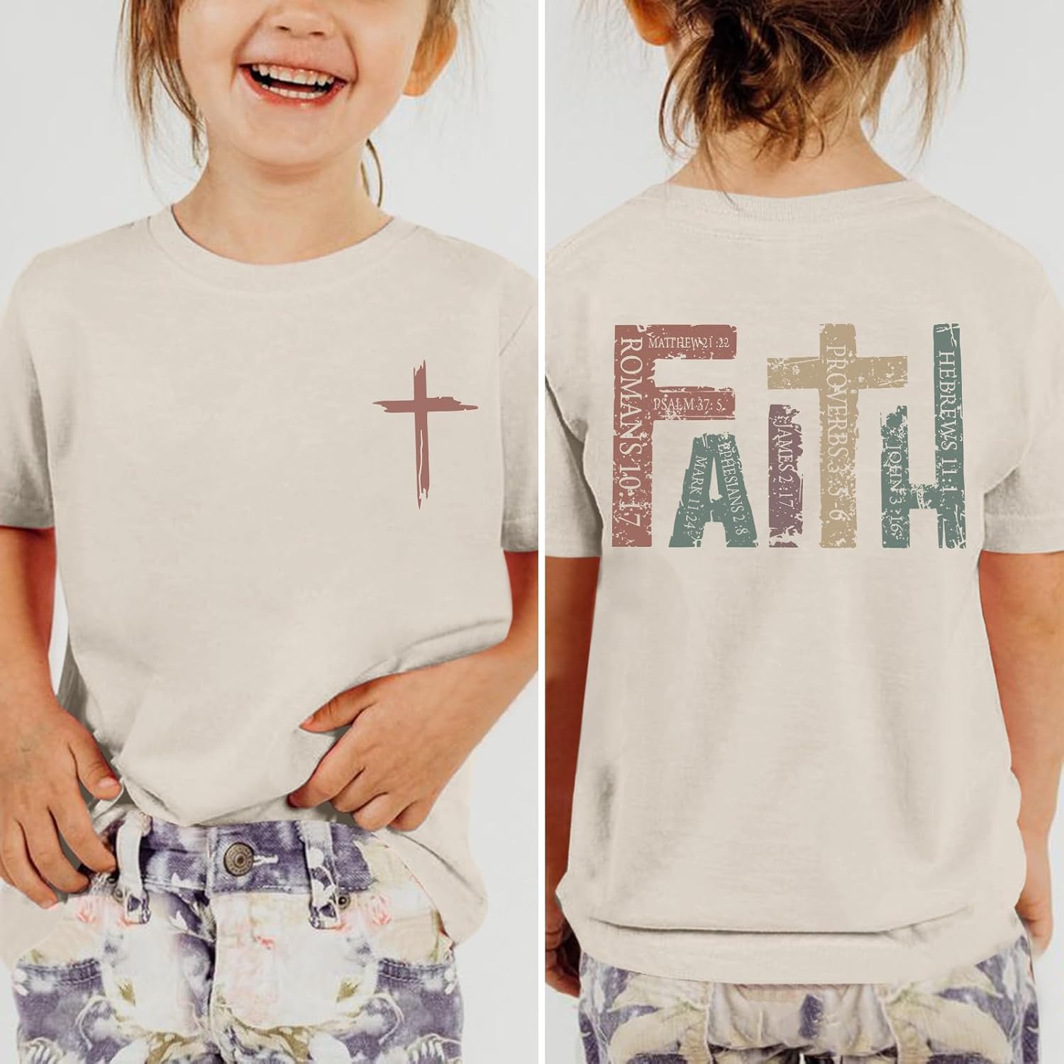 Jesus Shirt for Girls Christian Faith Tshirts Kids Cute Bible Verse Graphic Tees Inspirational God Religious Clothes
