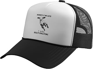 Sorry I'm Late I was Dilly Dallying Cute Lamb Sheep Trucker Hat with Adjustable Mesh Back