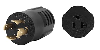 ONETAK NEMA L14-30P to 5-15R 5-20R Compact 120V/240V 30 Amp Twist Lock 4 Prong Male Plug to 120V 20 Amp 3 Prong Female Receptacle Generator Welder Dryer Power Cord Adapter