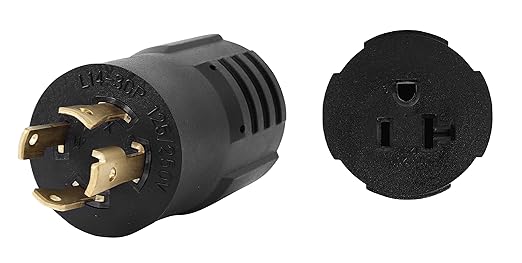 ONETAK NEMA L14-30P to 5-15R 5-20R Compact 120V/240V 30 Amp Twist Lock 4 Prong Male Plug to 120V 20 Amp 3 Prong Female Receptacle Generator Welder Dryer EV Charger Power Cord Adapter