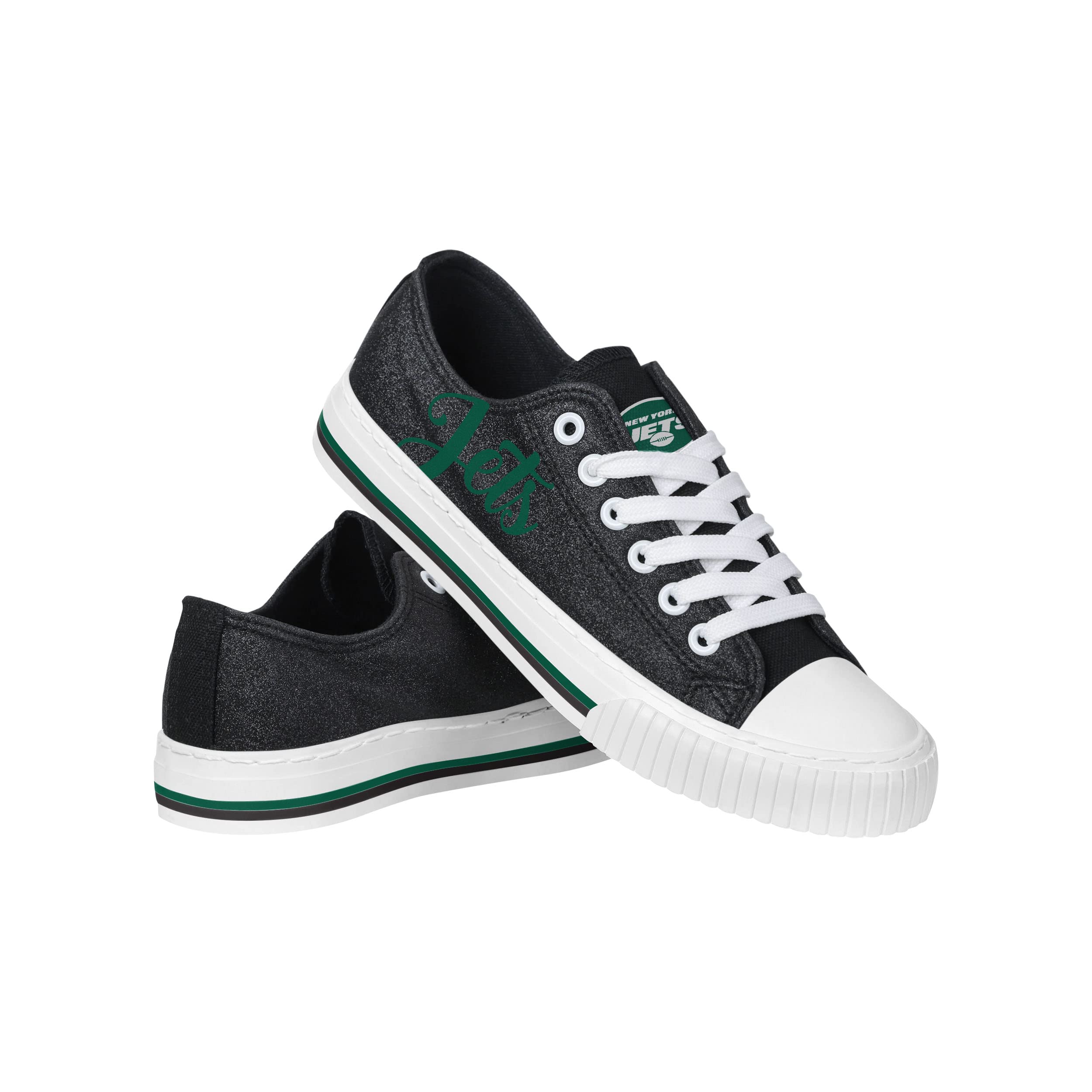 FOCO Womens NFL Team Logo Ladies Fashion Color Glitter Low Top Canvas Sneakers Shoes