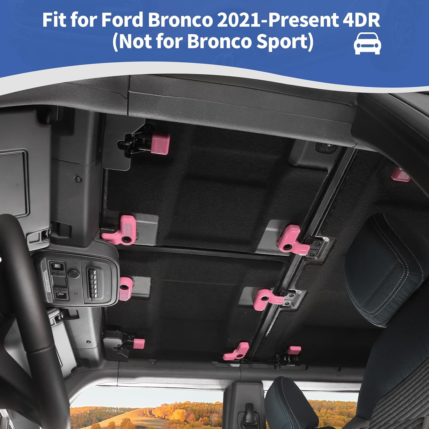 for Bronco Hardtop Roof Removal Switch Handle Trim Cover Fit for Ford Bronco 2021-Present 4DR Pink Interior Accessories