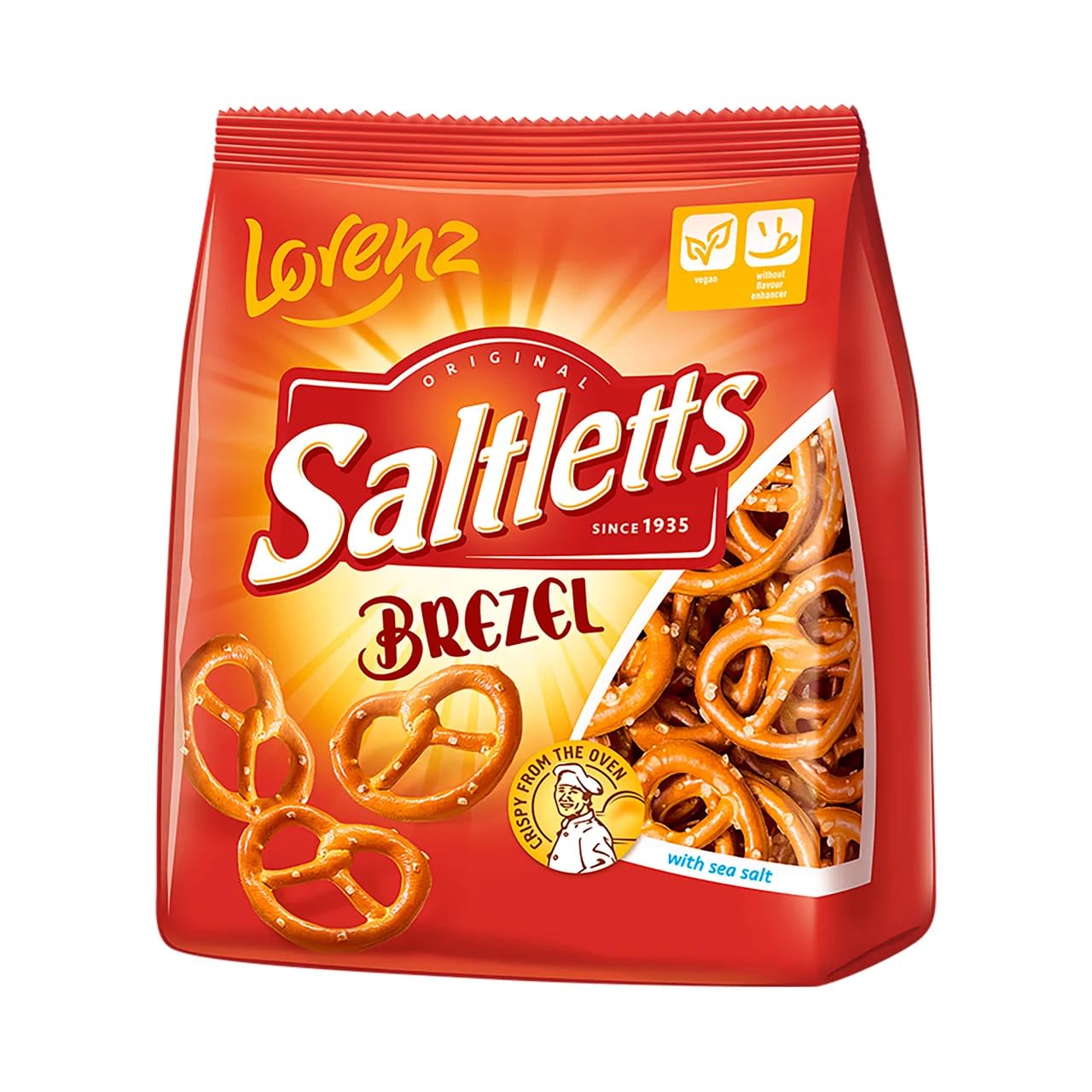 LORENZ Original Saltletts Brezel (salziges Keks in Schleifenform) mit Meersalz 150 g 6er-Packung.