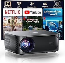 Smart 4K Projector, 30000 Lumen iSinbox WiFi6 Bluetooth Portable Projectors with Netflix App Audio, FHD 1080P with Electri...