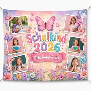 Ferocity Einschulung Deko Schulanfang Banner Personalisiert Mädchen 2026 Schulki