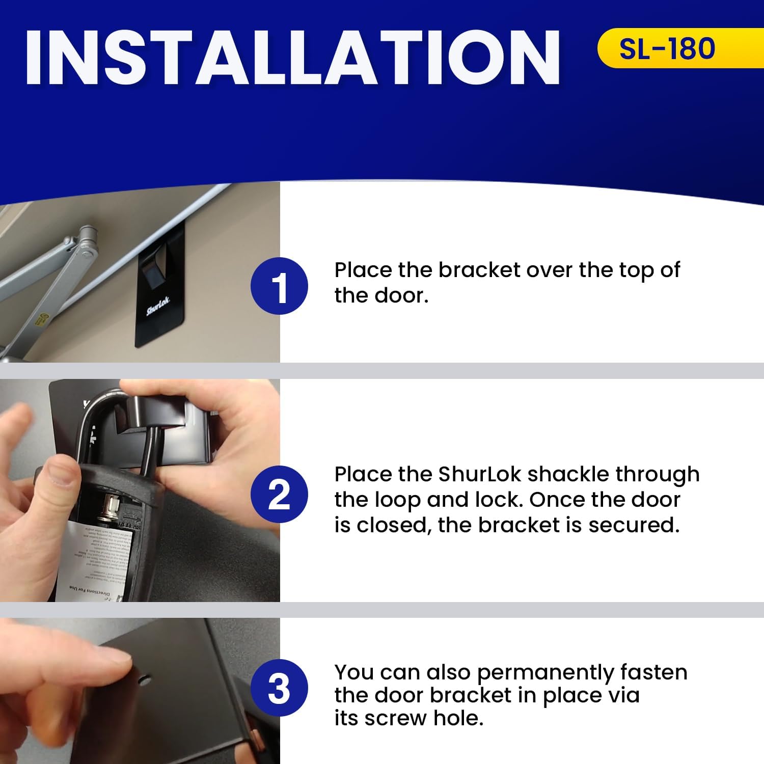 ShurLok SL-180 Lockbox Over The Door, Black Medium