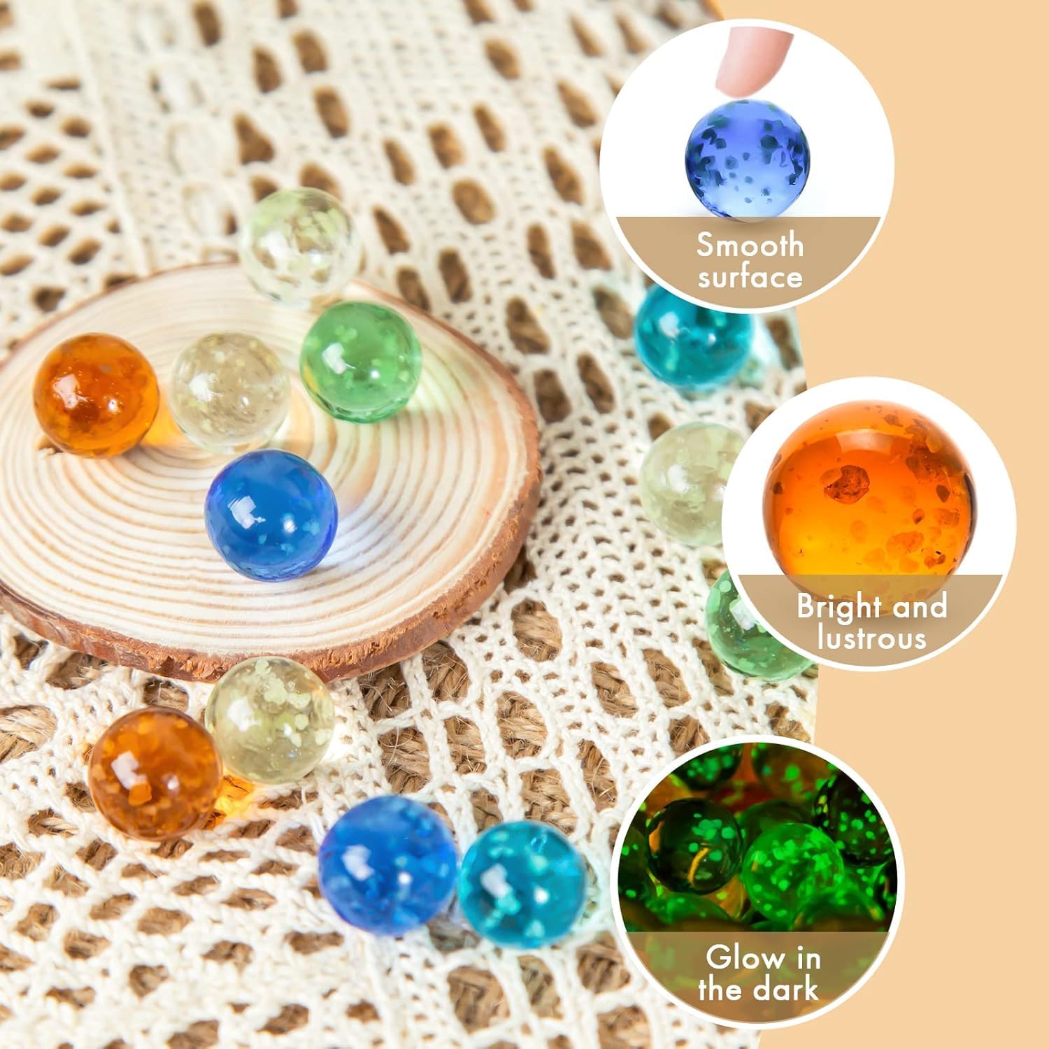 Set De 40 Canicas Que Brillan En La Oscuridad – Vidrio 14 Y 16 Mm, 10 Colores, Para Juegos Y Manualidades