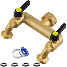 HQMPC Garden Hose 2 Way Valve Brass Splitter with Solid Brass Handle Hose Adapter 2 Way Valve 3/4" GHT Thread New Model