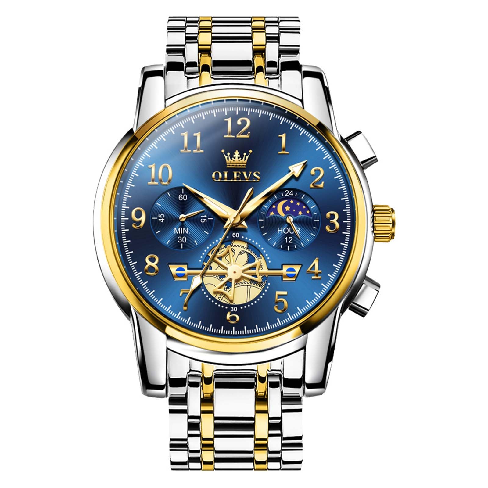OLEVS Watches for Men Luxury Casual Dress Mens Chronograph Watches Big Face Easy Read Men's Wrist Watches Classic Waterproof Luminous Men Watch Analog Stainless Steel Quartz Business Watch for Men