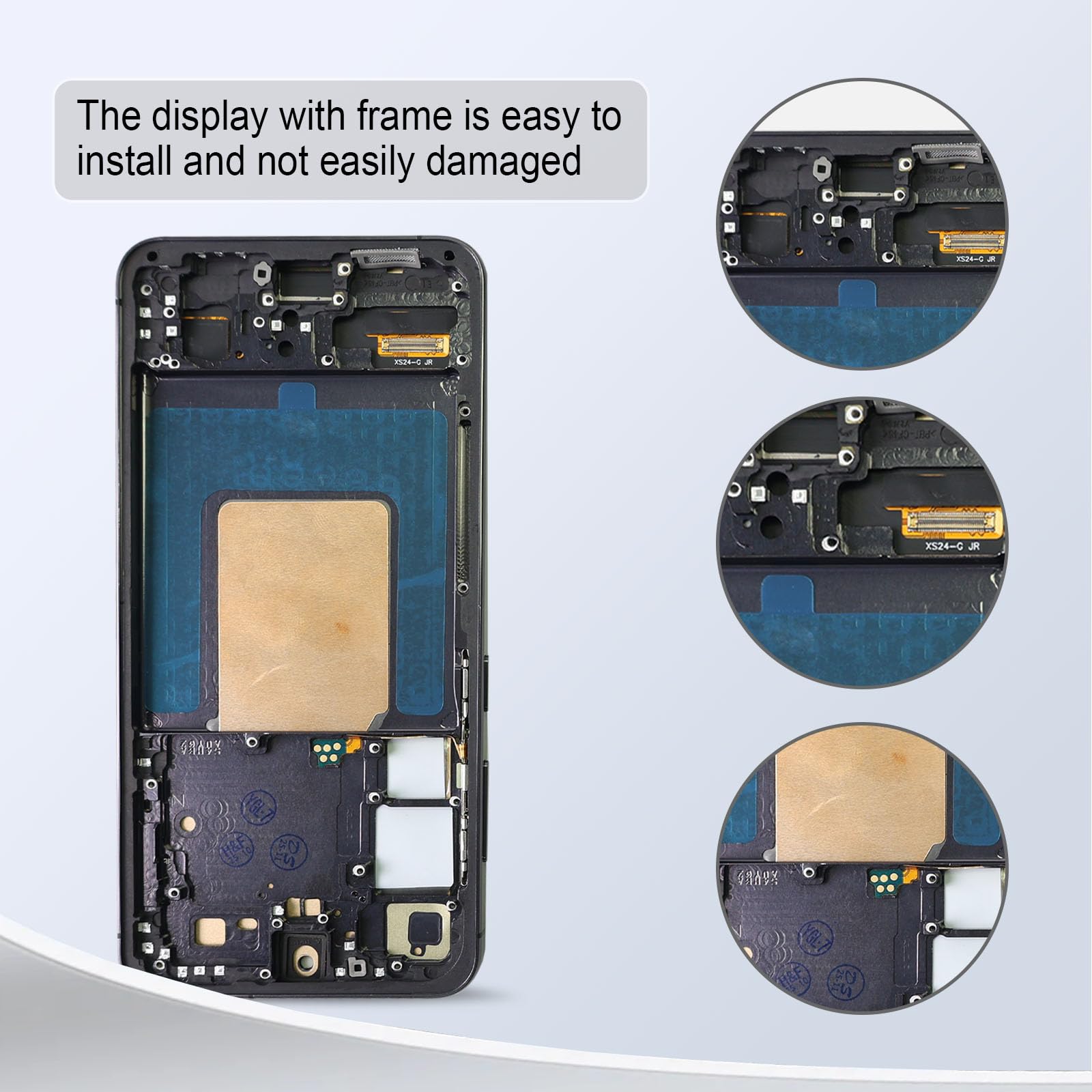DTD Pantalla para Samsung Galaxy S24 5G LCD SM-S921B, SM-S921B/DS, Montaje con Herramientas (Negro con Marco, sin reconocimiento de Huellas Dactilares)