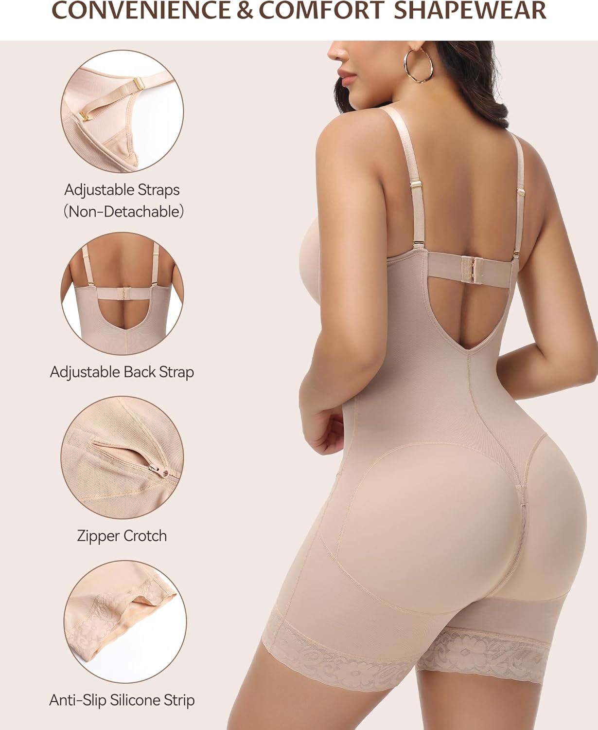 Backless Shapewear Corset Bodysuit for Women Low Back Deep Plunge Full Body Shaper - Image 5