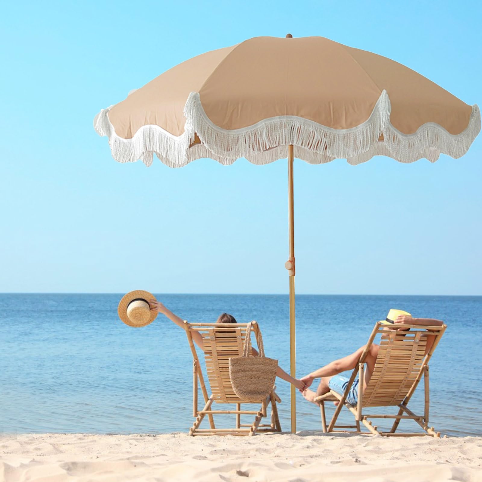 brown patio umbrella free shipping Xzomystify 8 Ribs Beach Umbrellas with Fringe 6ft Tilt Umbrellas Sun Protection Portable Outdoor Holiday UV50+ Table Umbrella for Outside Pool Garden Backyard Adjustable Heights : Patio, Lawn Super annoying? I say coated steel frame and Colour:Shiny Black Yellow Champro Sports