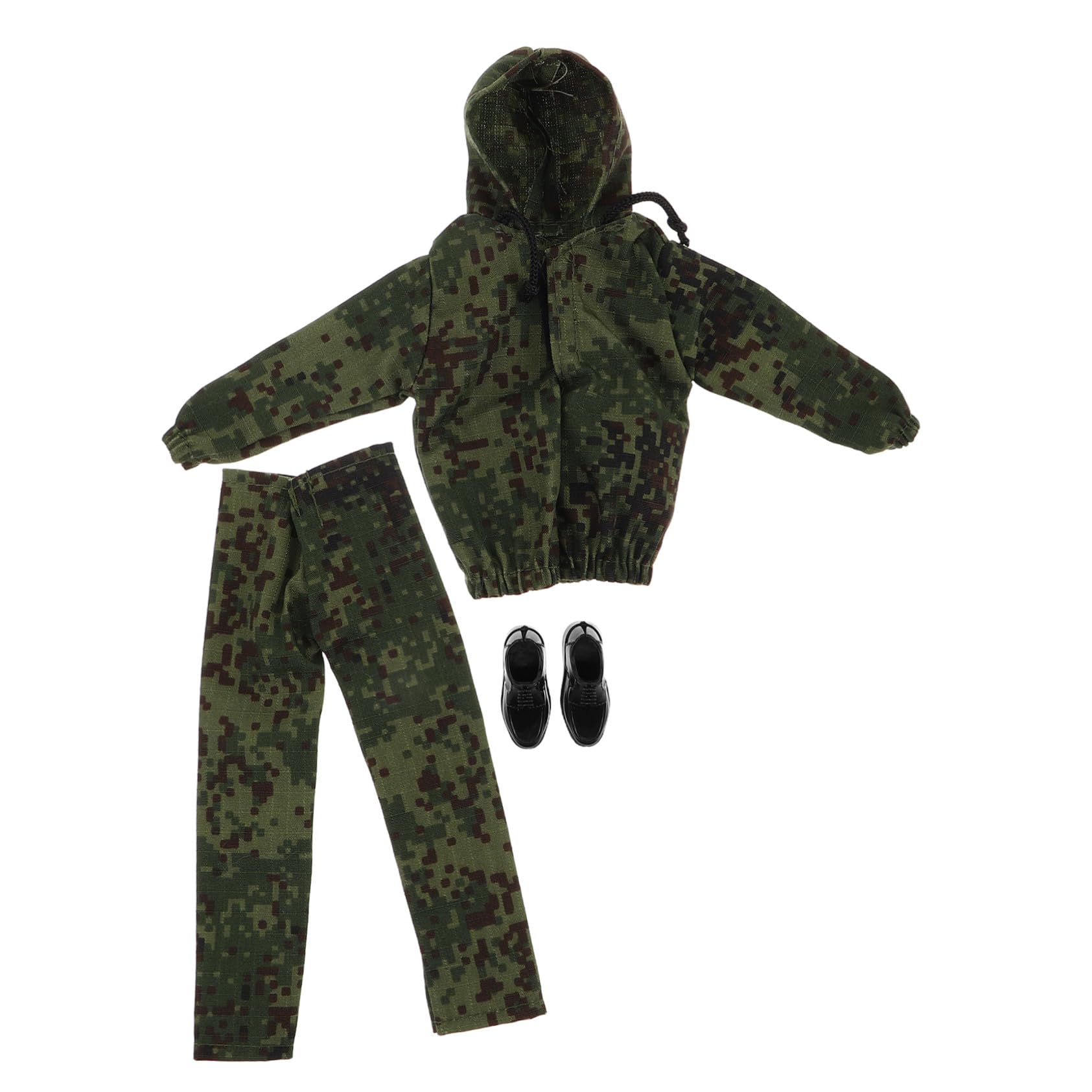 BESPORTBLE Military Doll Clothes Set for Boy Doll Camo Hoodie Pants Shoes Flexible Mix Match Uniform for Role Play Dioramas Adventure-themed