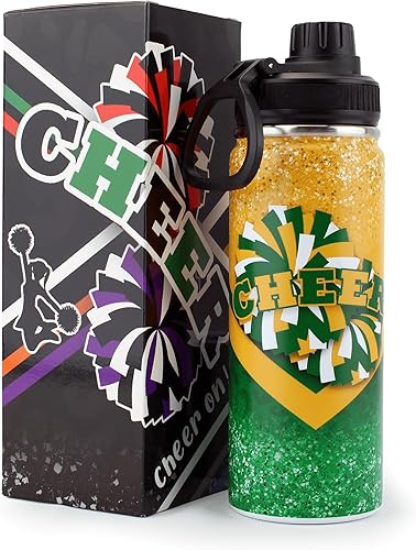 Miniatura 15 de Botella de agua Cheer para niñas, de 18 onzas, botella deportiva de acero inoxidable aislada con asa, regalo de animadora a granel para regalos de
