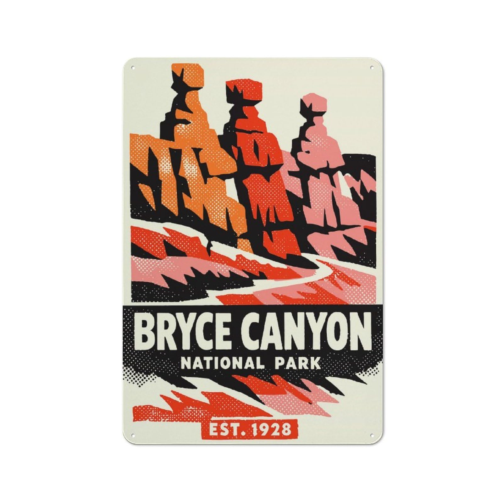 Junmoney Style-2 For Studio Or Craft Room, Bryce Canyon National Park Vintage Poster Rustic Tin Wall Plaque 30X20cm, For Vintage Wall Decor Fans, For Metal Sign Collectors