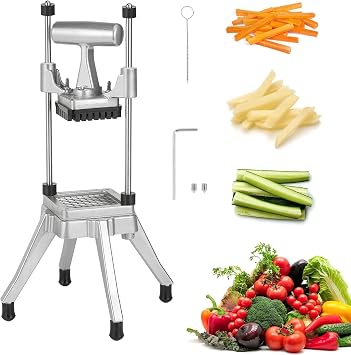Commercial Chopper Vegetable Cutter Fruit Dicer Heavy Duty Stainless Stee Dicer Cutter Onion Chopper Professional Food Dicer for French Fry Tomato Peppers Potato 1/4 Blade