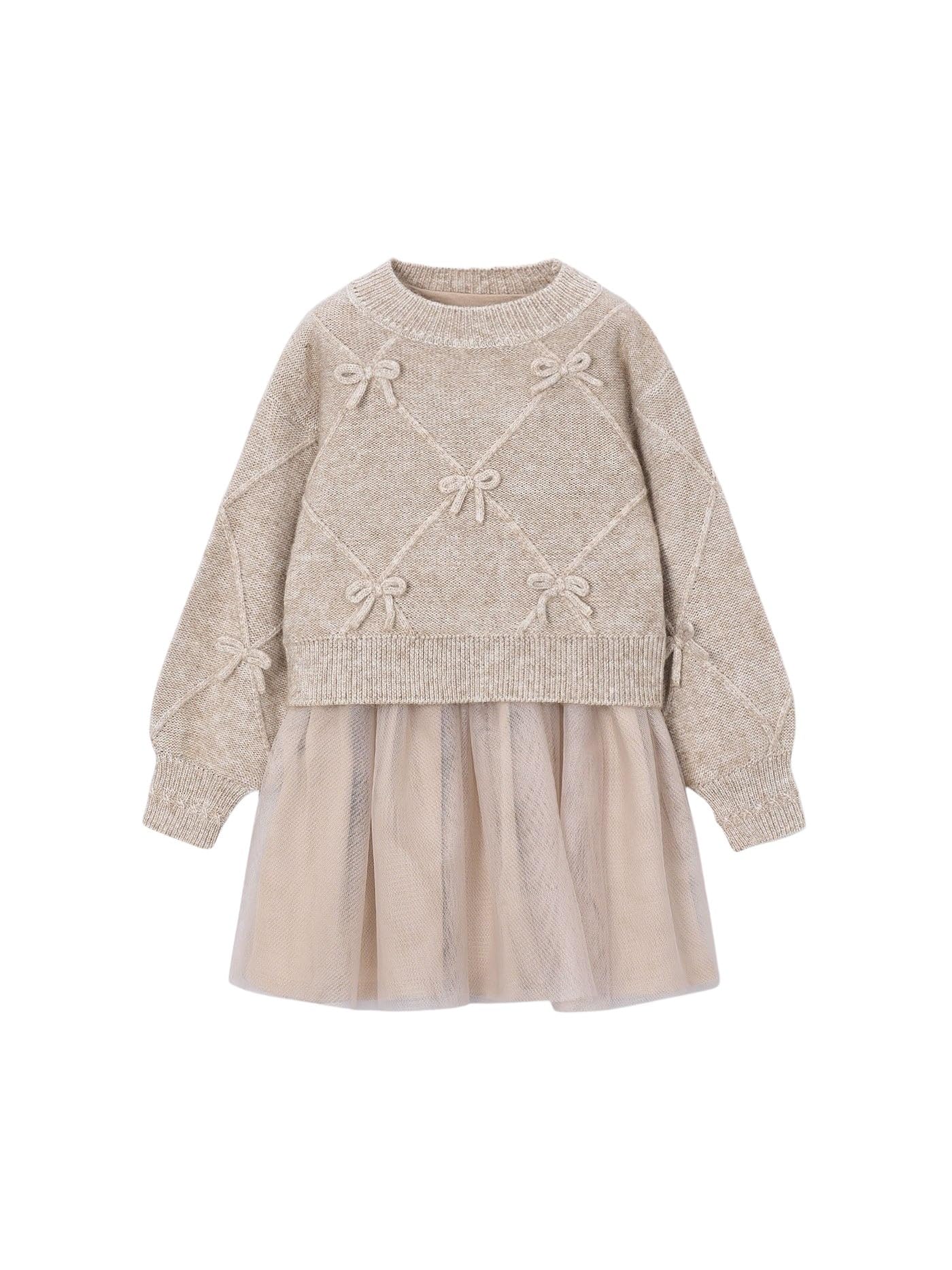 Mayoral Vestido Tricot Combinado Lazo para niña Hojaldre v