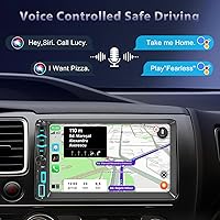 Vista 5 de Pantalla de radio estéreo de coche doble DIN Apple Carplay para receptores de audio de coche, Bluetooth Car Play Android Auto Touchscreen Link