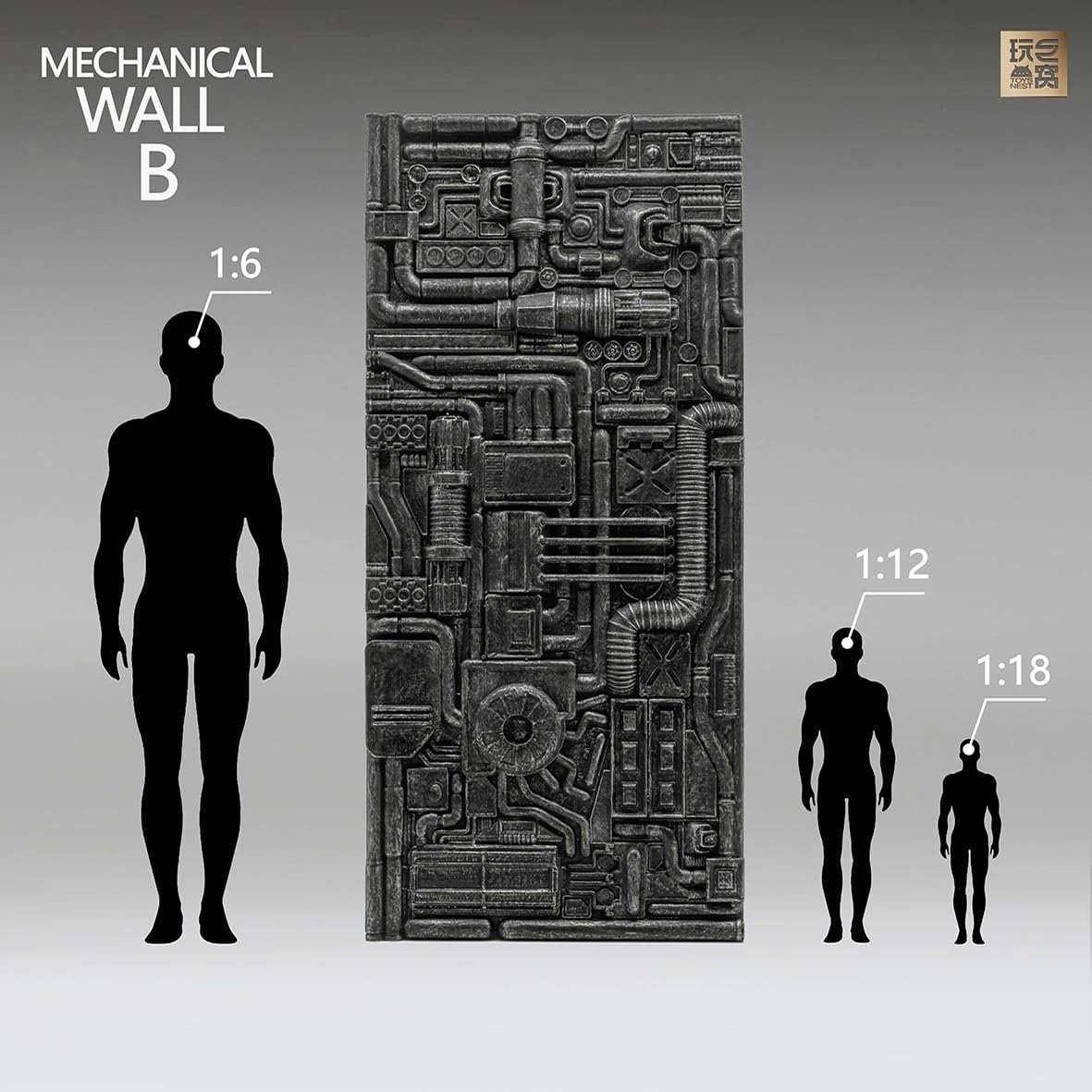 Diorama Display Base Compatible with 1/12-1/18 Action Figures - Mechanical Wall B Gothic Sci-fi Corridor Terrain for Warhammer-Style Action Figures,Age 15+