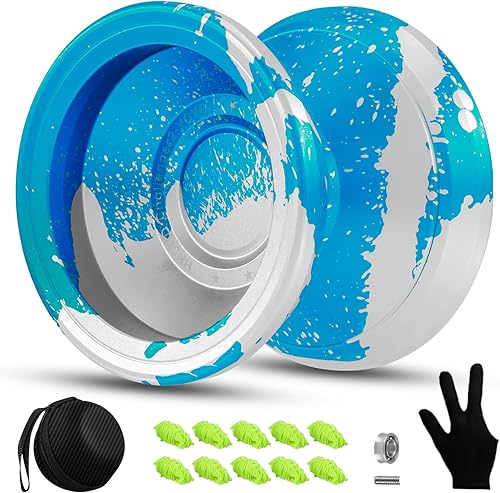 Miniatura 8 de C2 Yoyo Yoyo profesional sensible para niños, principiantes y adultos, yoyos de doble función, yoyo de metal con bolsa, guantes, 10 cuerdas de yoyo