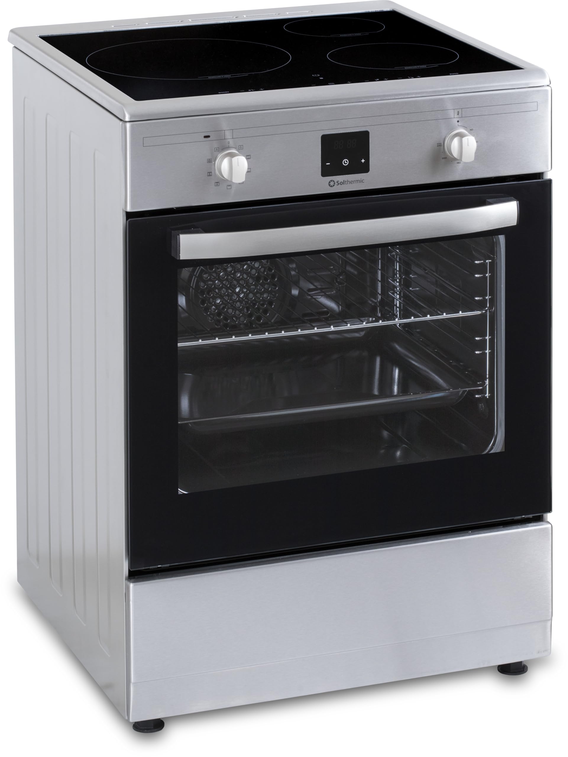 INDUCCION SOLTHERMIC COCINA VTI60 ACERO INOXIDABLE/HORNO GRAN CAPACIDAD CON TURBO 60L / FUNCIONES BOOSTER, ALTA POTENCIA, CALENTAMIENTO RÁPIDO / 3 ZONAS (1 GRAN ZONA) / BAJO CONSUMO (A)
