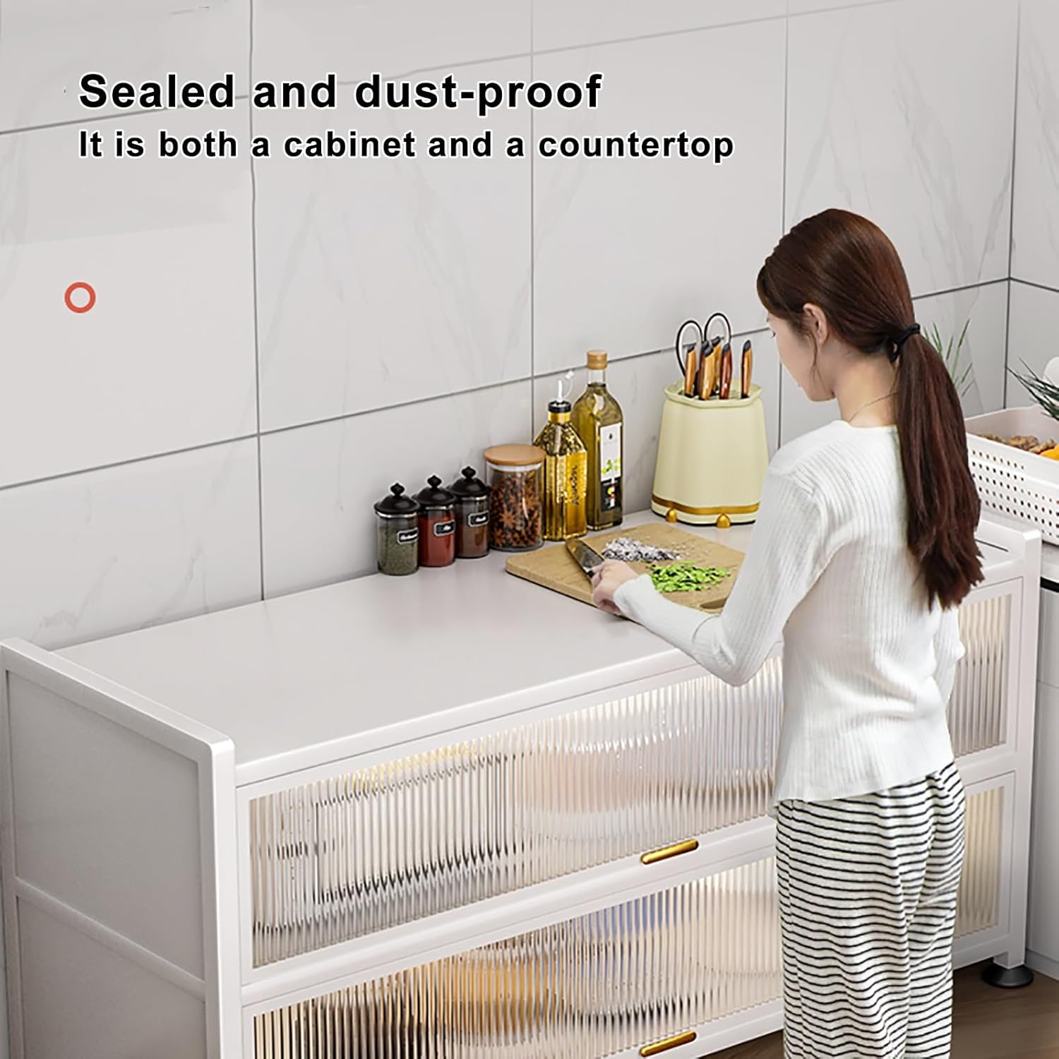 Kitchen Prep Table with Work Countertop, Multifunctional Kitchen Storage Rack, Microwave Oven Stand, Metal Extended Counter (Color : White, Size : 60 * 44 * 85)