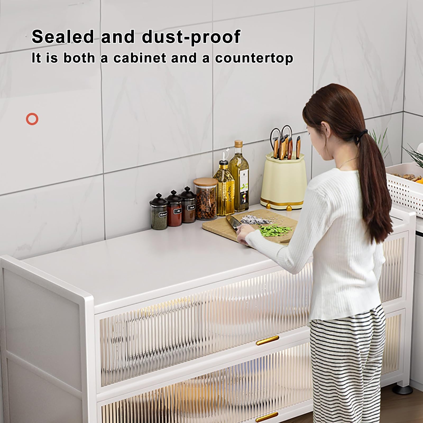 Tavolo da Cucina con Piano di Lavoro, ripiano Multifunzionale per riporre Gli Utensili da Cucina, Supporto per Forno a microonde, Piano di Lavoro Estensibile in Metallo (Grigio-Nero 60 * 44 * 85